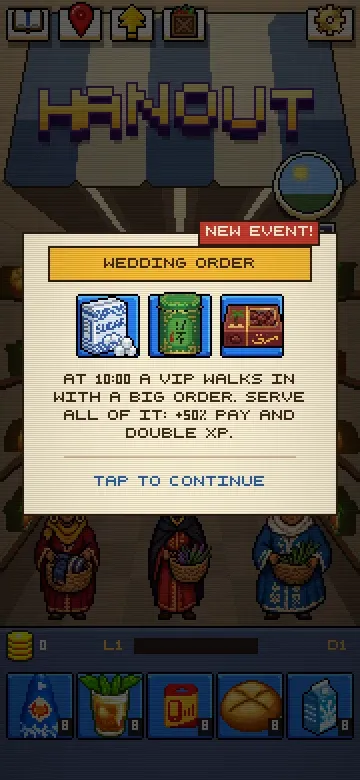 A wedding order walks in — serve it all for double XP